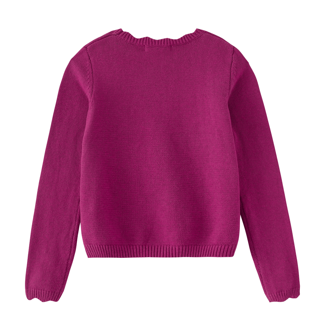 top l/s scalloped sweater - magneta