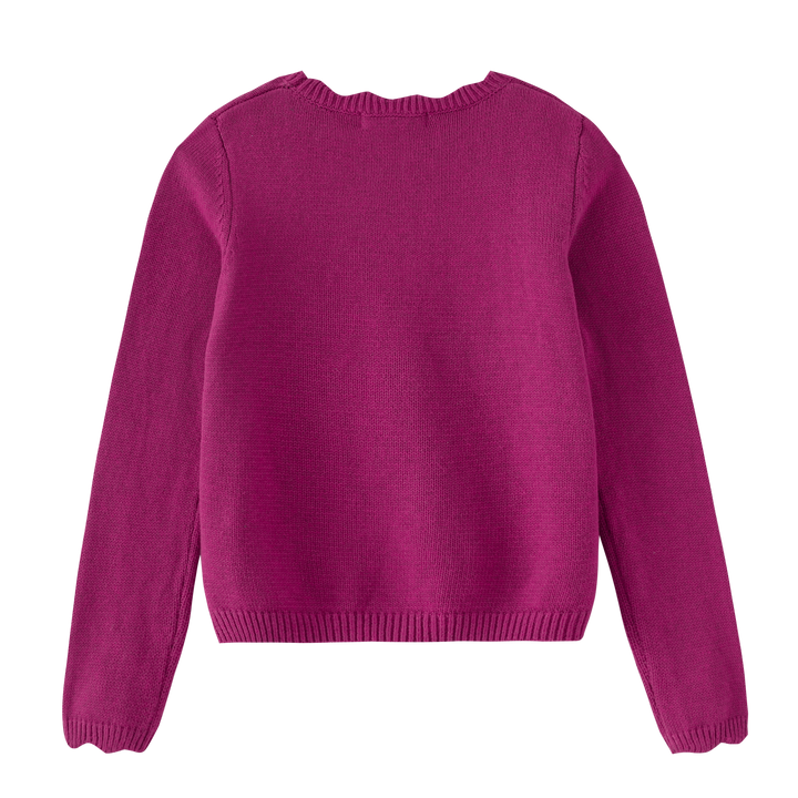 top l/s scalloped sweater - magneta