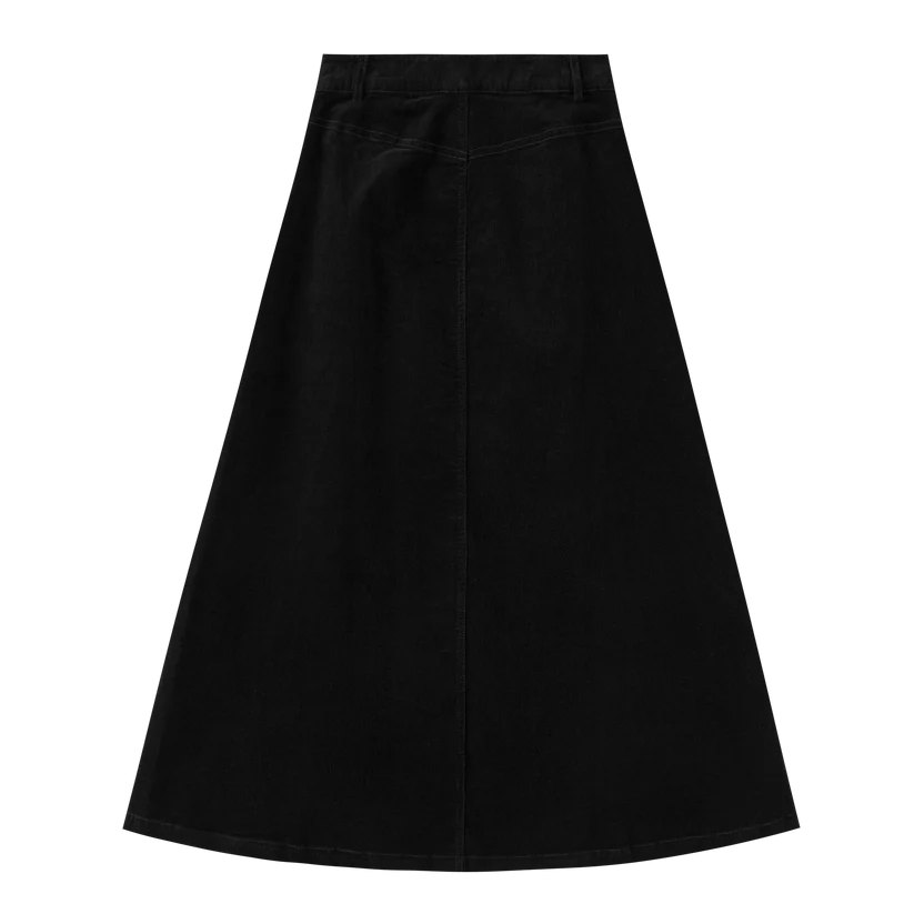 skirt corduroy with button - black