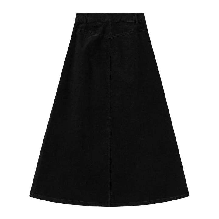 skirt corduroy with button - black