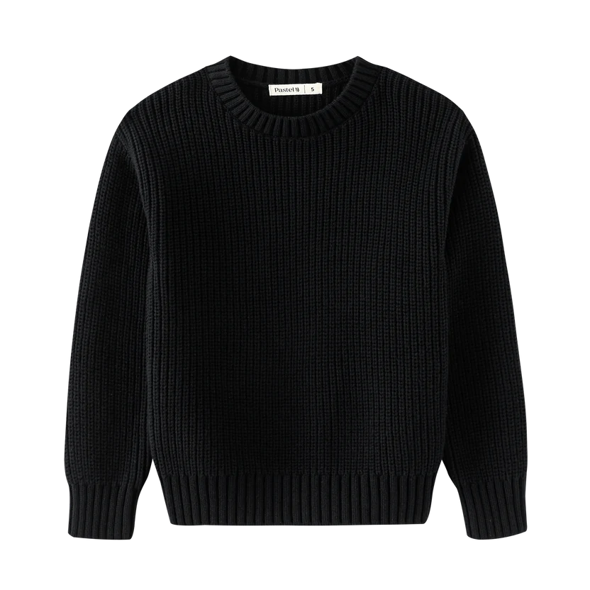 top l/s knit crewneck - black
