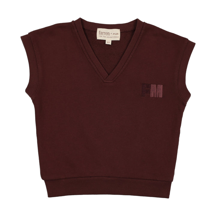 vest sweat v neck - washed burgundy