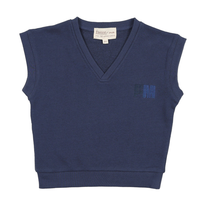 vest sweat v neck - washed blue