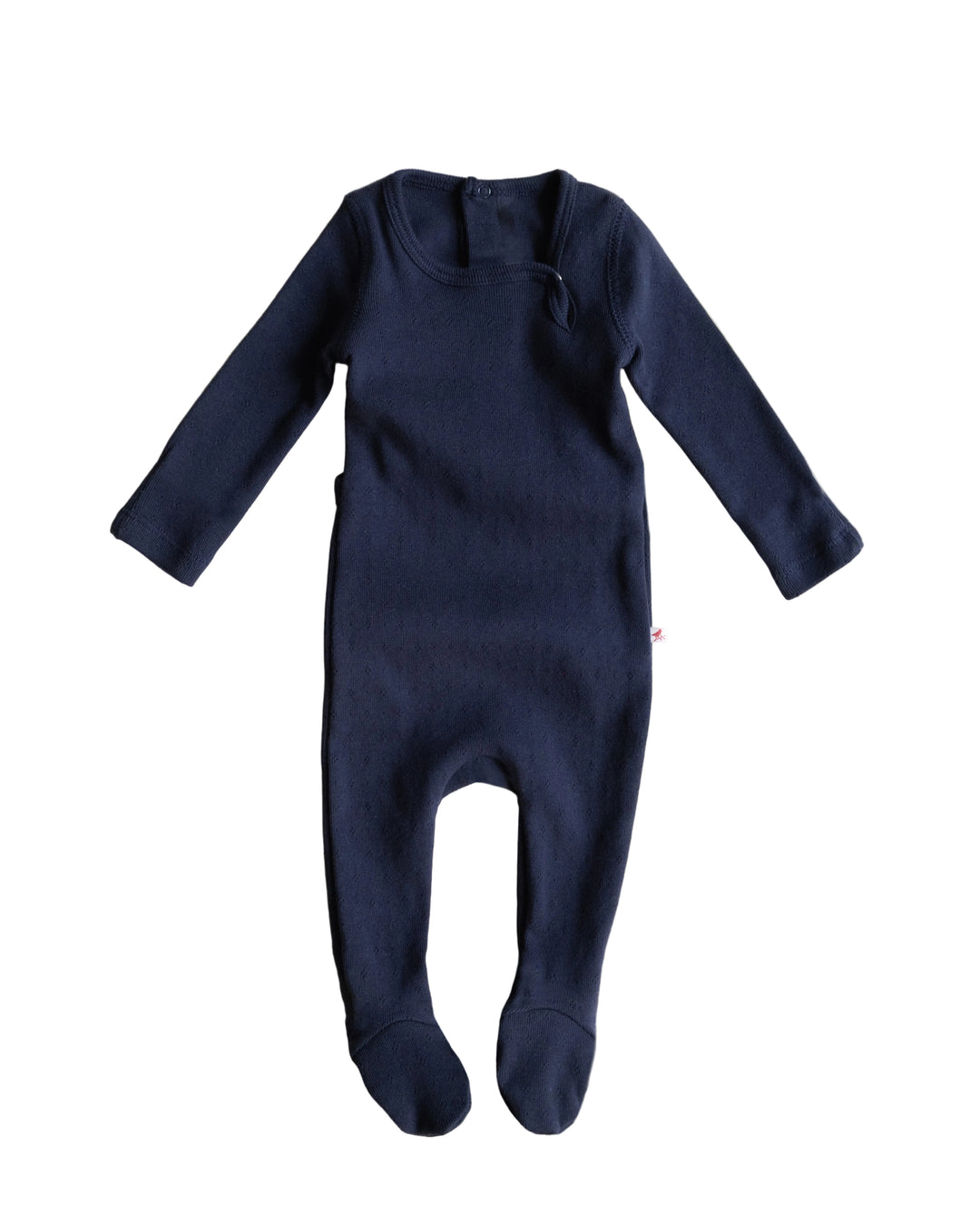 footie pointelle snap with bonnet - navy blue