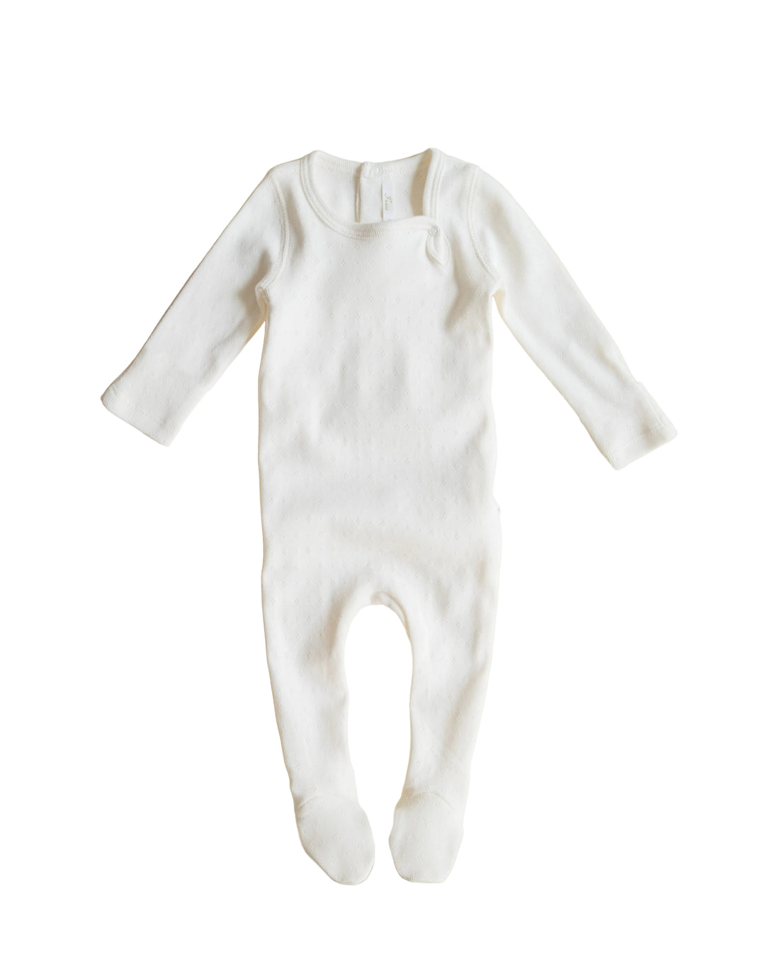 footie pointelle snap with bonnet - dove white