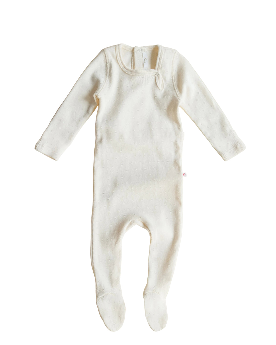 footie pointelle snap with bonnet - ecru