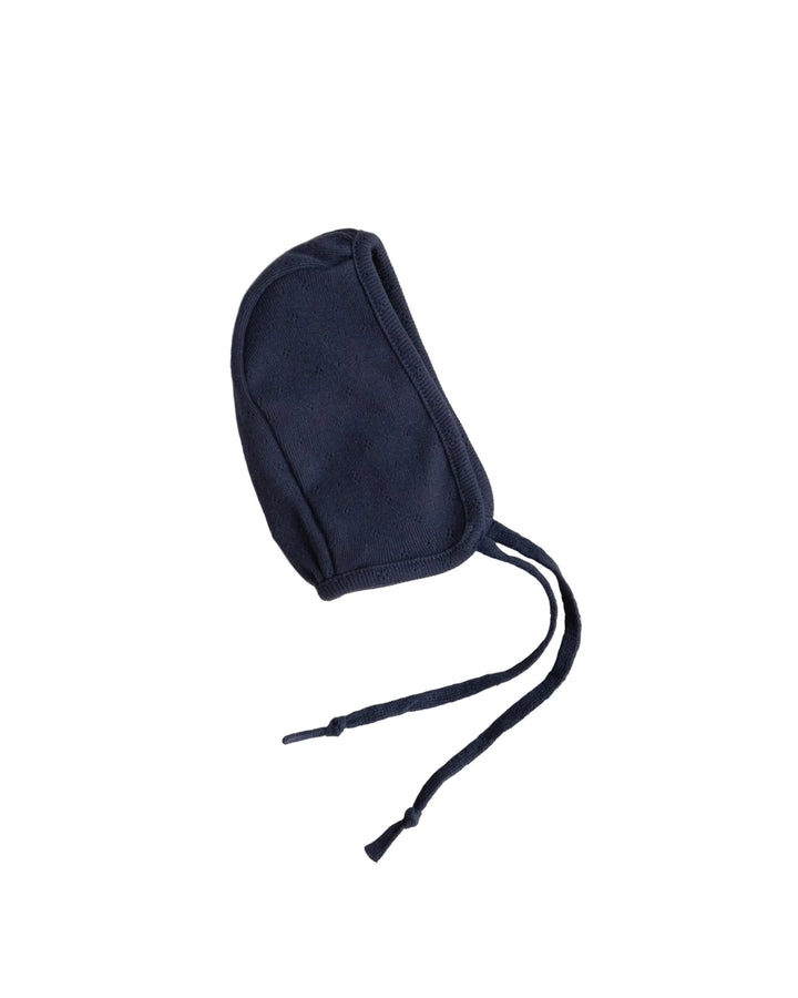 footie pointelle snap with bonnet - navy blue