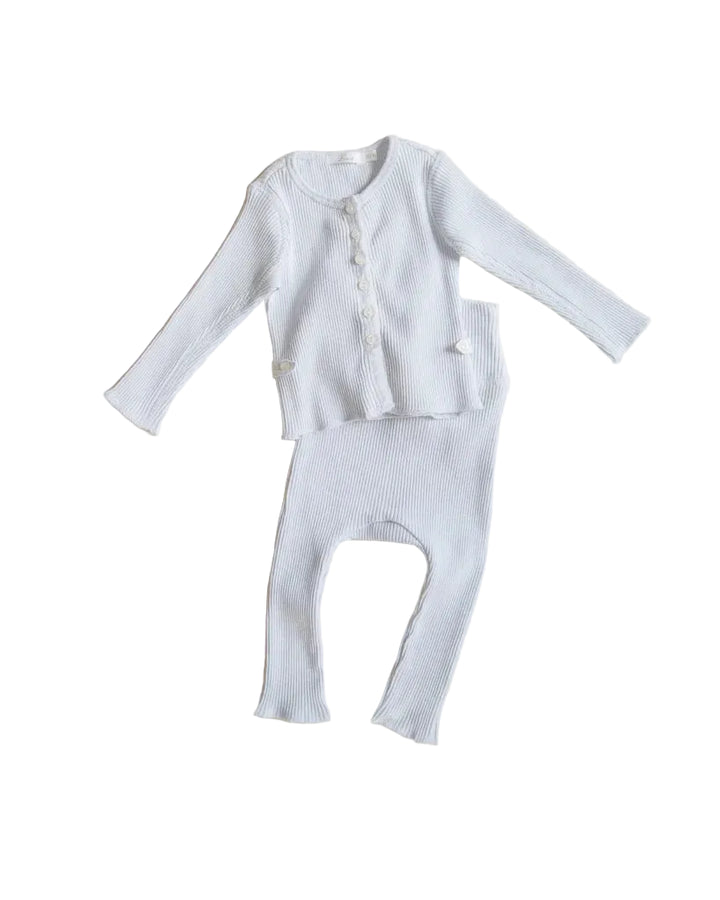 set outfit ribbed slub cardigan and leggings - barely blue