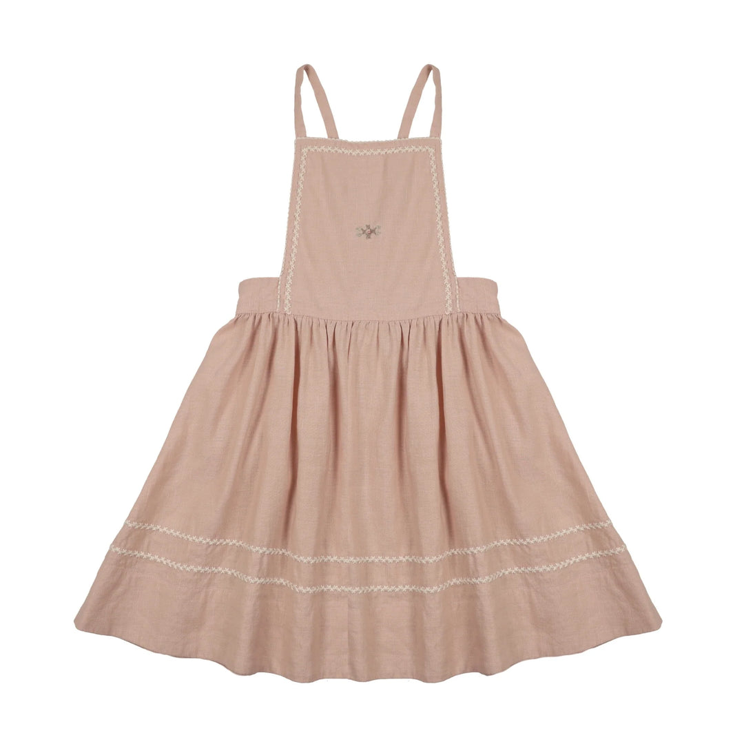 dress embroidered linen jumper - bud pink