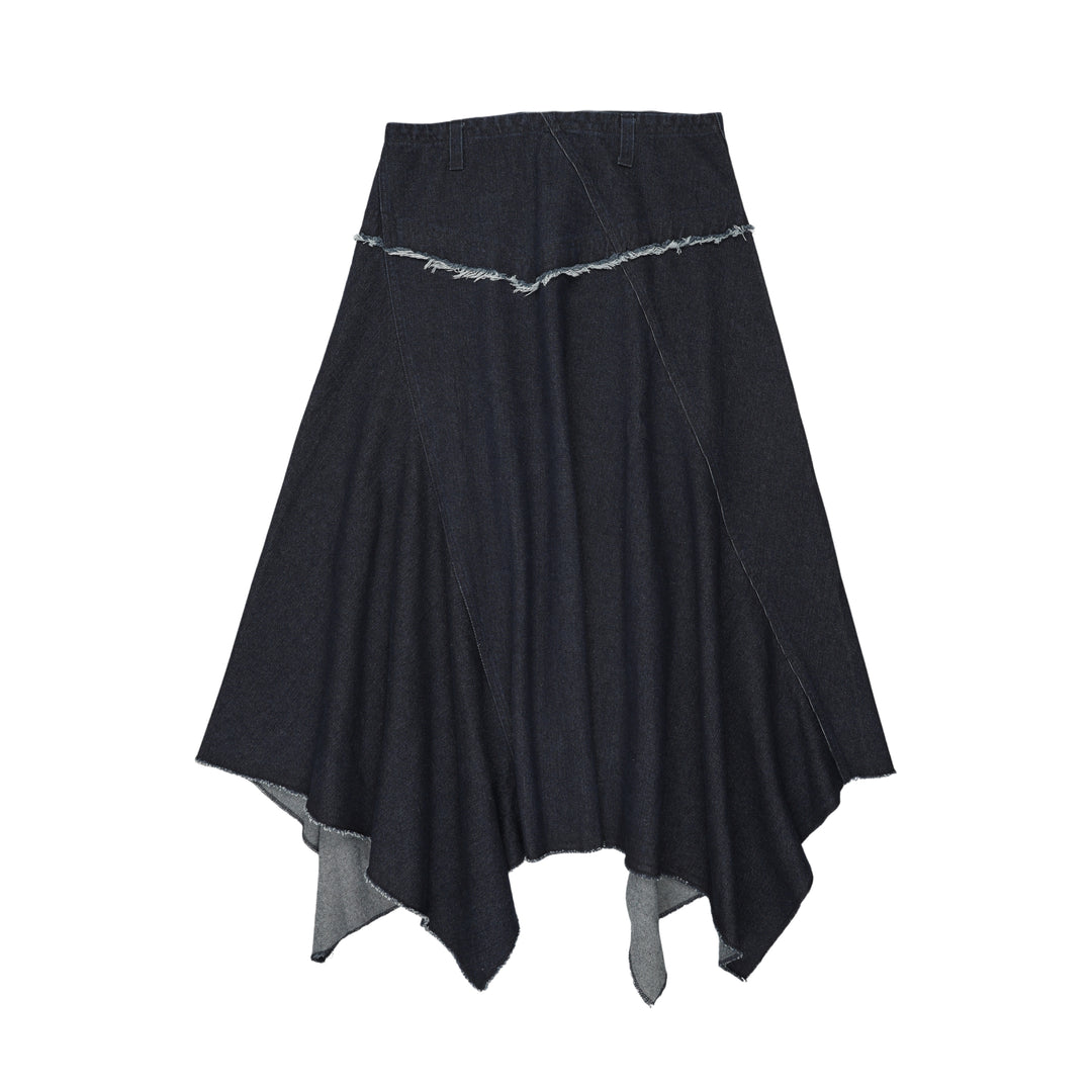 skirt denim asymmetrical - black