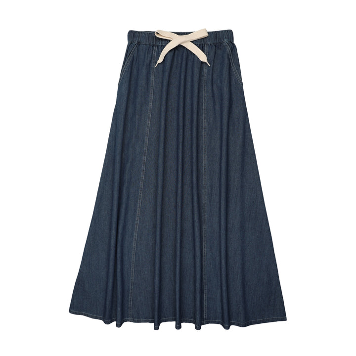 skirt denim drawstring - navy denim