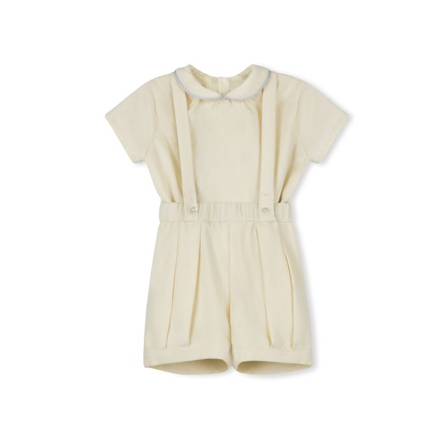 set outfit collared shirt and suspender shorts - buttermilk