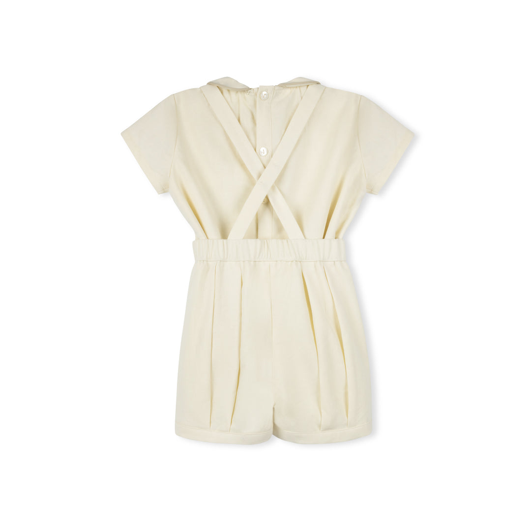set outfit collared shirt and suspender shorts - buttermilk