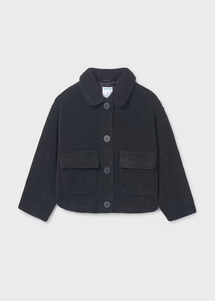 jacket chenille collar with pockets - black-080