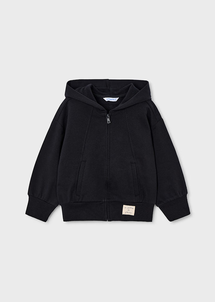 top l/s hooded zip up sweatshirt - black-070