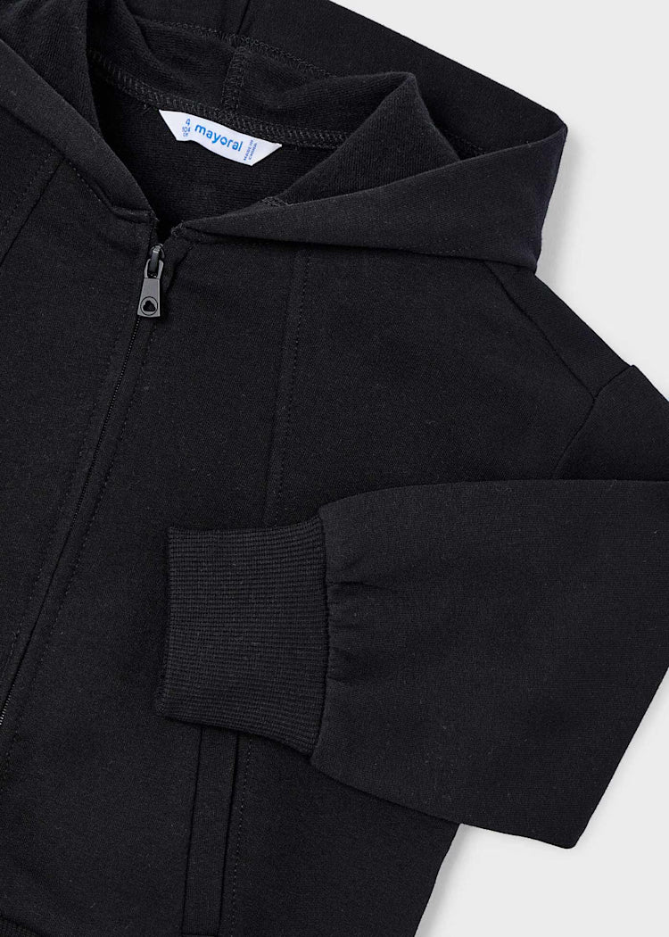 top l/s hooded zip up sweatshirt - black-070