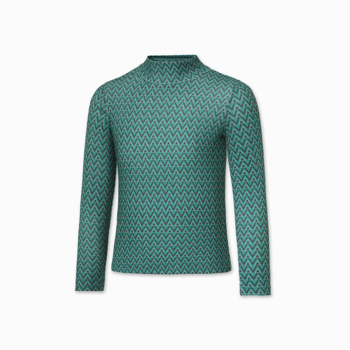 tee l/s geometric print mockneck - green