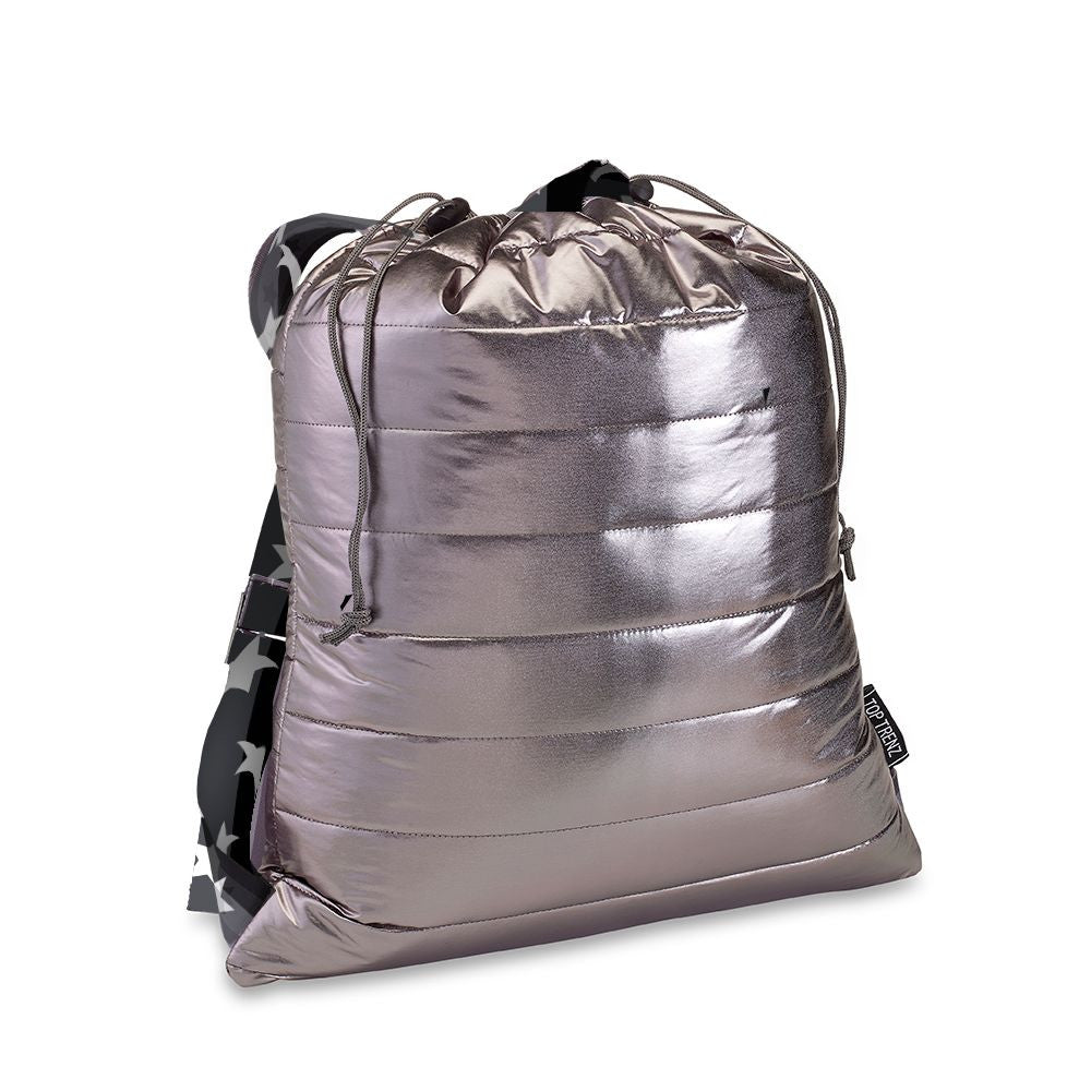swim bag sling cinch puffer - gunmetal/split