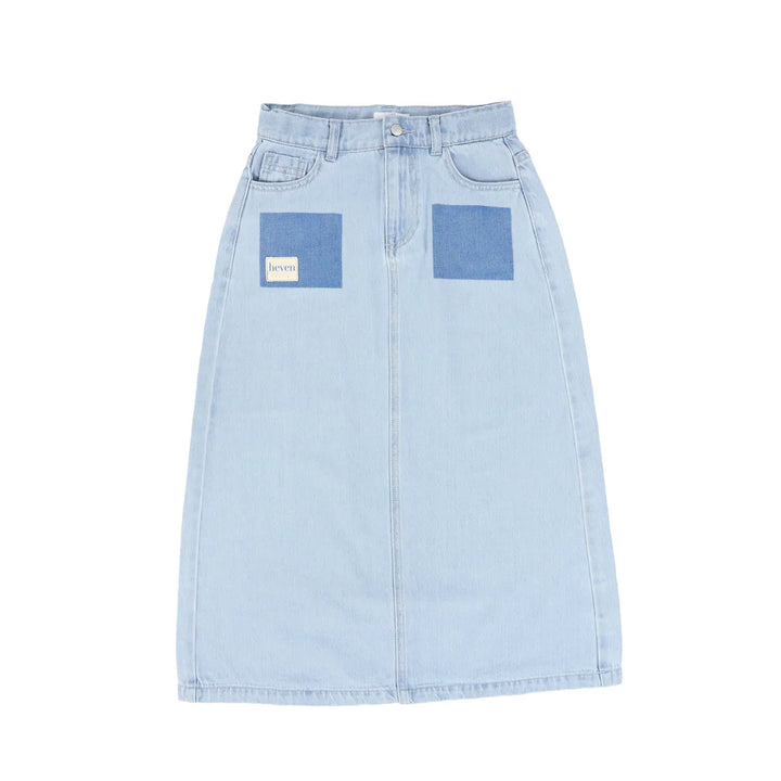 skirt maxi denim pocket - denim