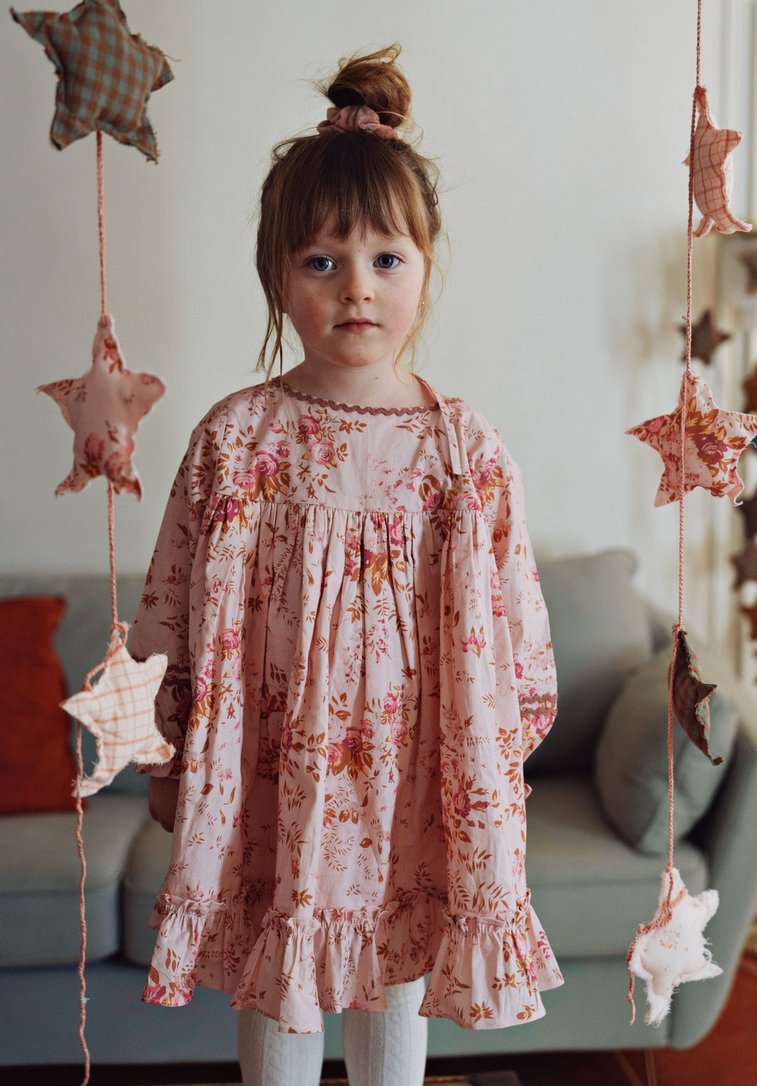 dress high waisted floral ric rac detail - big flowers