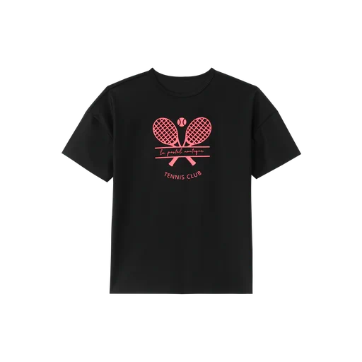 tennis print swim shirt - black