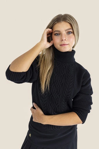 cable knit sweater - black