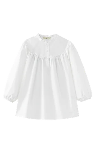 round yoke blouse - white