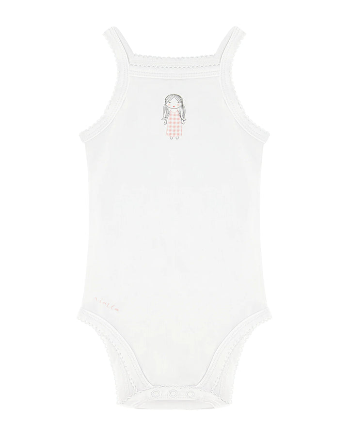 onesie gingham - white/pink