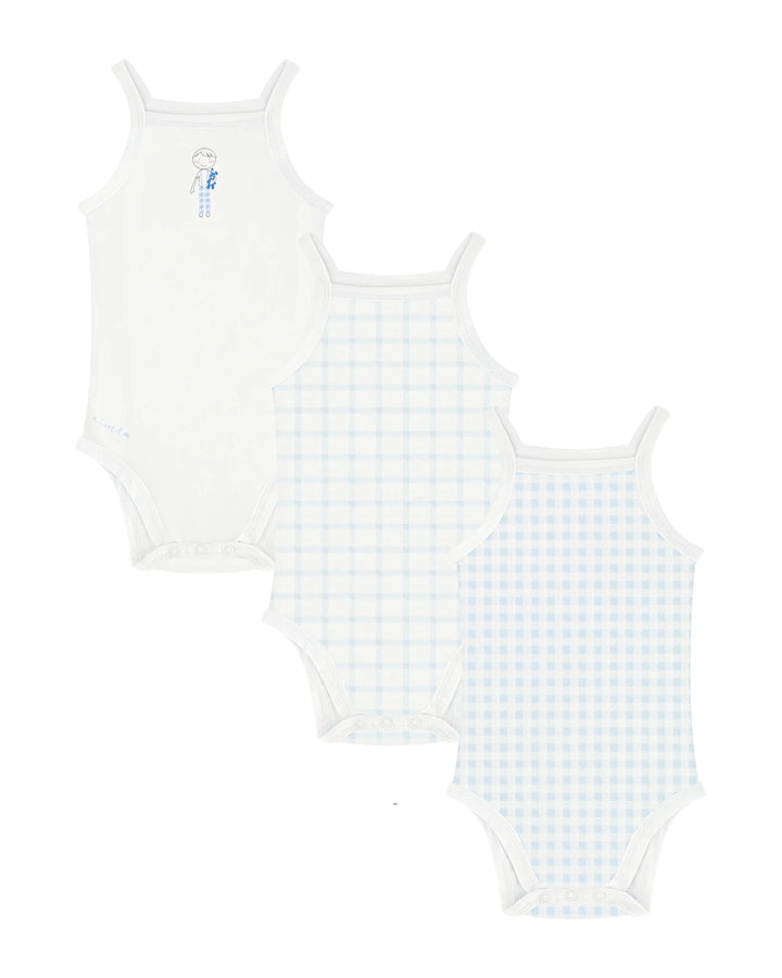 onesie gingham - white/blue