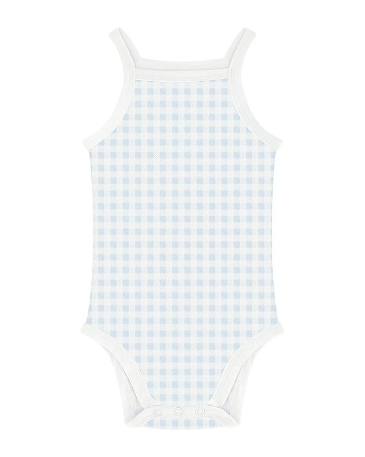 onesie gingham - white/blue