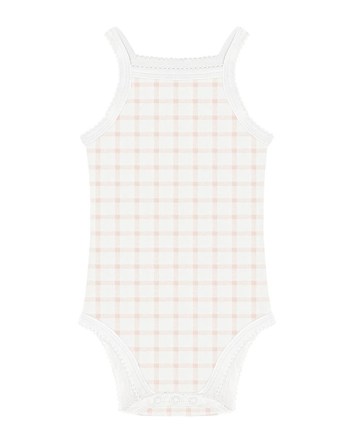 onesie gingham - white/pink