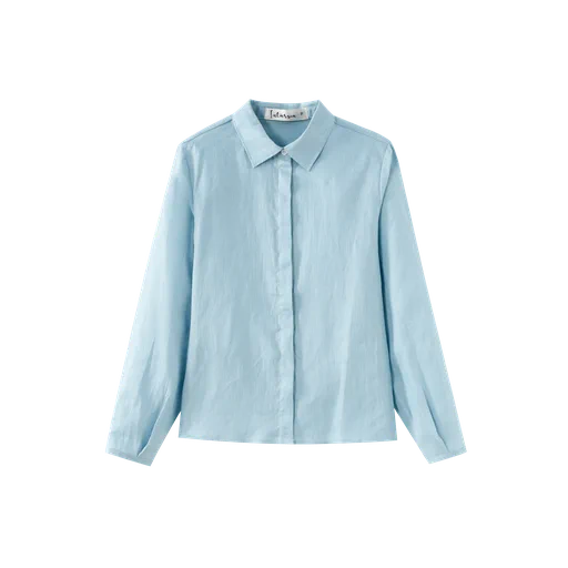 linen collared blouse - blue