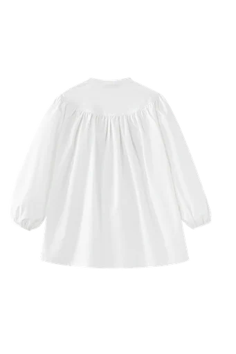 round yoke blouse - white