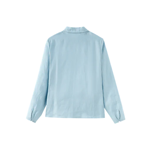 linen collared blouse - blue