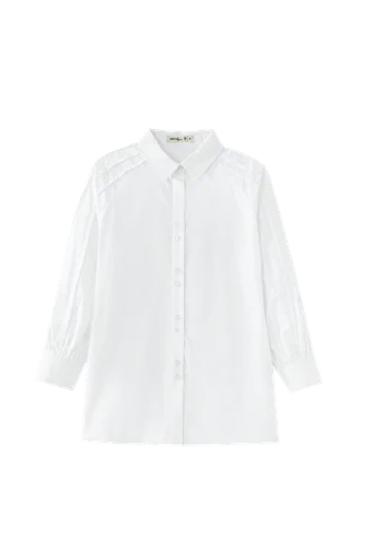 blouse with topstitched collar - white