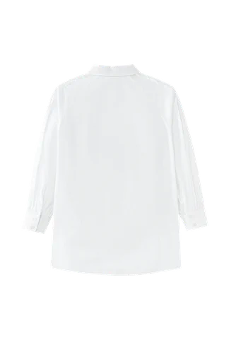blouse with topstitched collar - white
