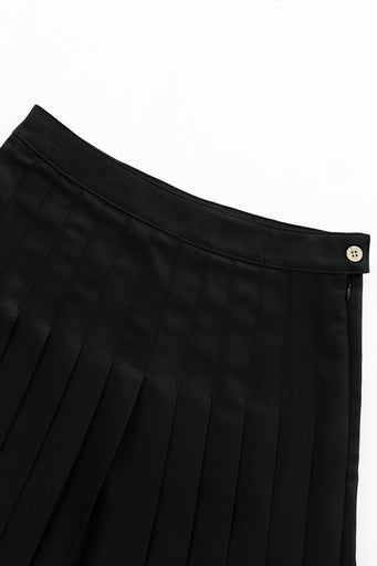 maxi classic pleated skirt - black