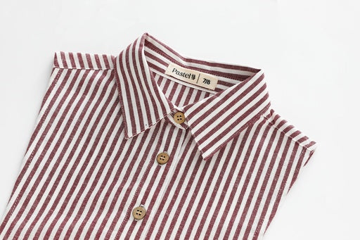 striped bib collar - burgundy striped