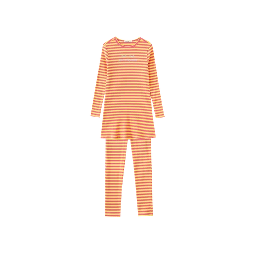 striped ribbed nightshirt - peach striped