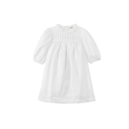 ruffle collar pintuck dress - white