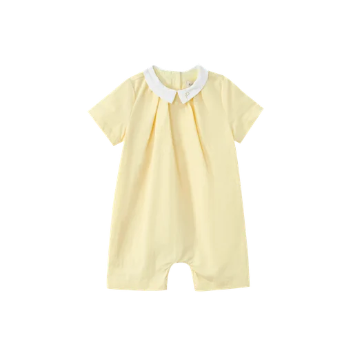 pintuck romper with collar - yellow