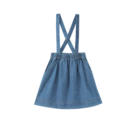 suspender skirt with pockets - denim