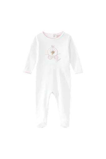 princess carriage footie - white