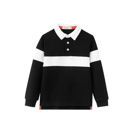polo with center stripe - black