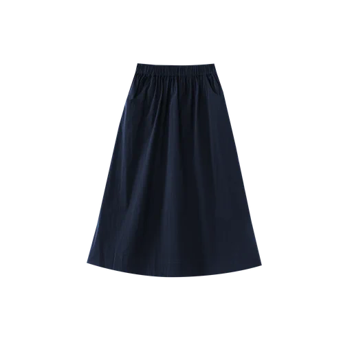 midi skirt with rubber waist - navy