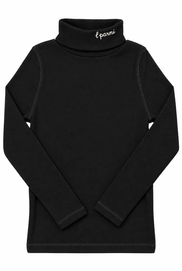 top l/s knit logo turtleneck - black