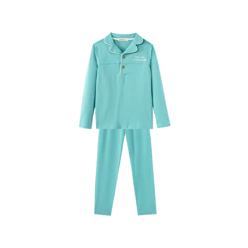 collared pajama set - blue