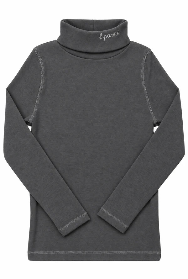 top l/s knit logo turtleneck - grey