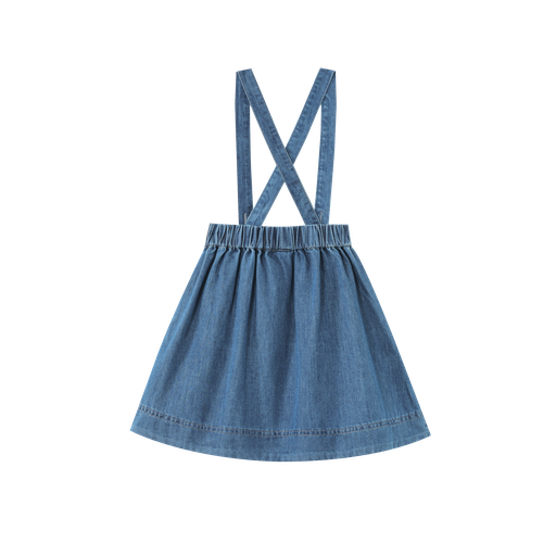 suspender skirt with pockets - denim