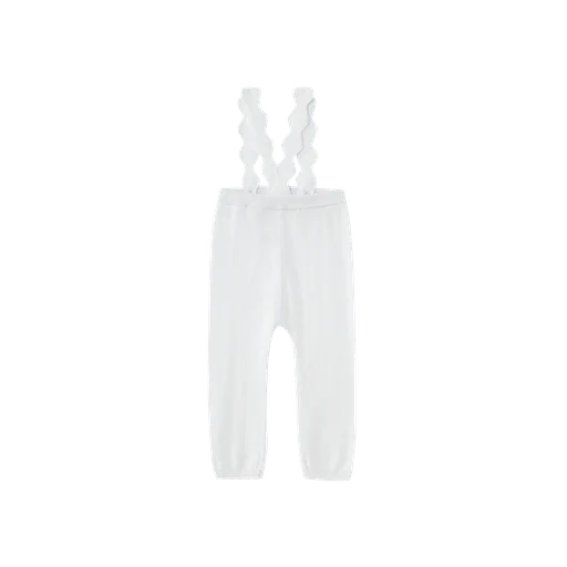 scalloped edge suspender legging - white